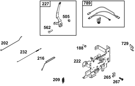 Controls Group Diagram and Parts List for 31Q507-0003-H5 200000 - 399999 Briggs and Stratton Engine